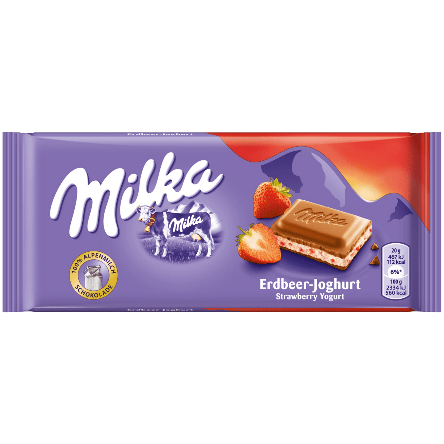 Chocolat au yaourt à la fraise Milka 100g