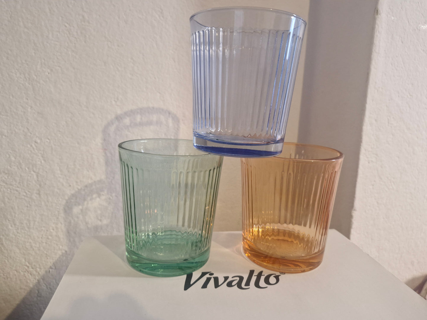 Tasse en verre rayé 360ml 6 assorti couleur le lot