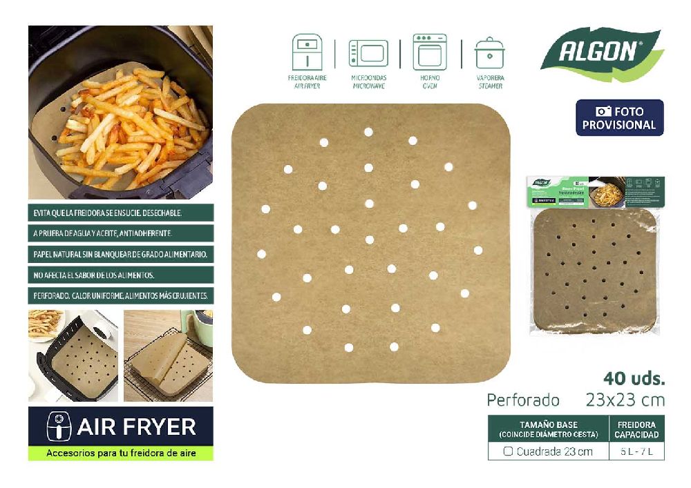 Lot de 40 feuilles de papier perforées pour friteus
