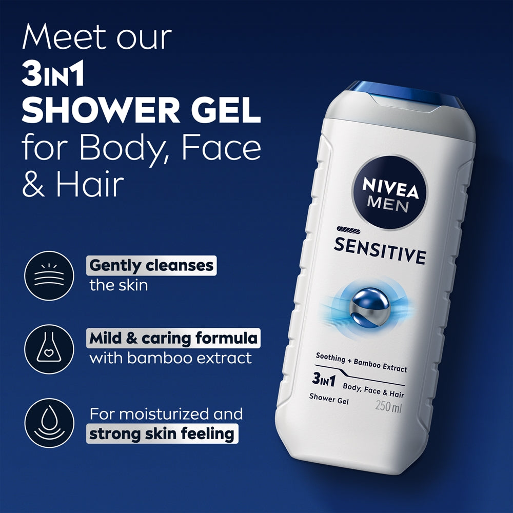 Gel Douche Nivea Men Sensitive 3 en 1 - 250 ml